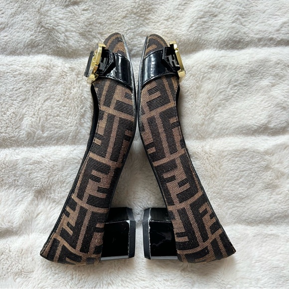 Fendi Zucca Print Buckle Heeled Ballet Flats Size 36 - Picture 4 of 12
